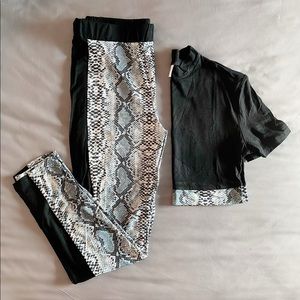 Snake crop top leggings set